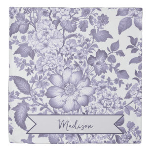 Purple Vintage Chinoiserie Floral Personalized Duvet Cover