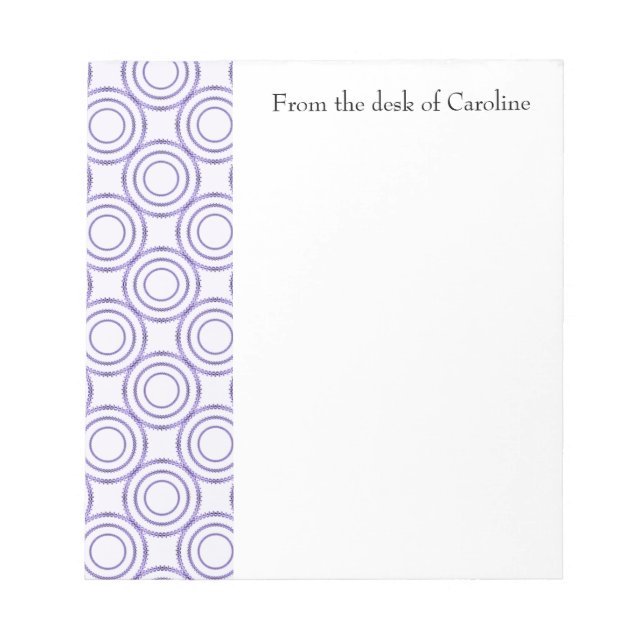 Purple Vintage Circle Pattern Personalized Notepad (Front)