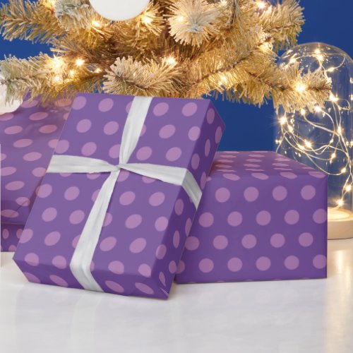 Purple Vintage Classic Polka Dots Blank Template Wrapping Paper