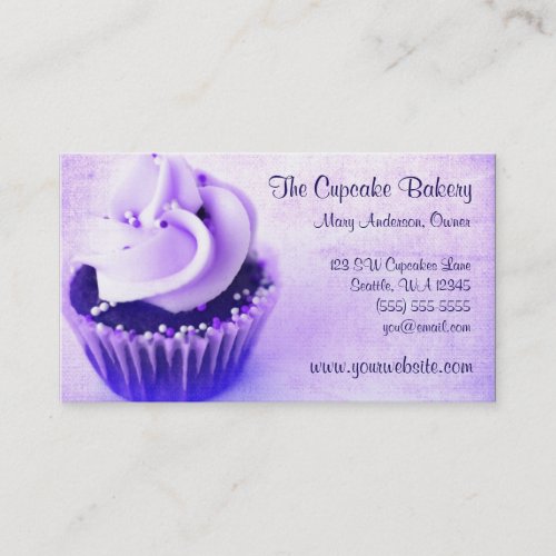Purple Vintage Cupcake Sprinkles Business Cards