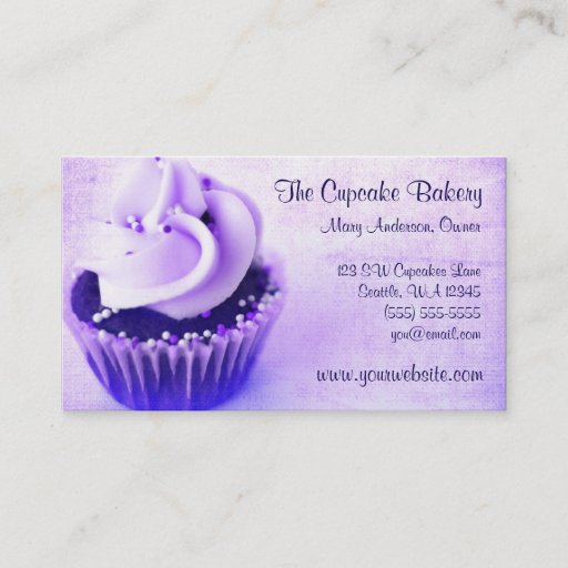 Customizable Purple Vintage Cupcake Sprinkles Business Cards
