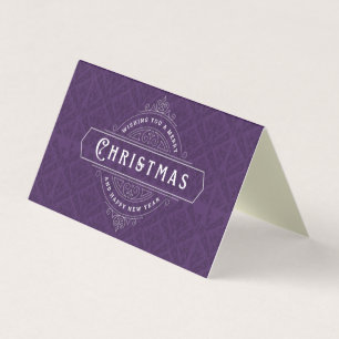 Purple Vintage Design 25 Pack Christmas Cards