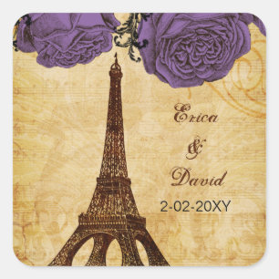 purple vintage eiffel tower Paris envelopes seals