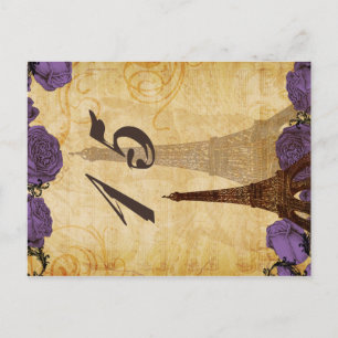 purple vintage eiffel tower Paris Table Numbers