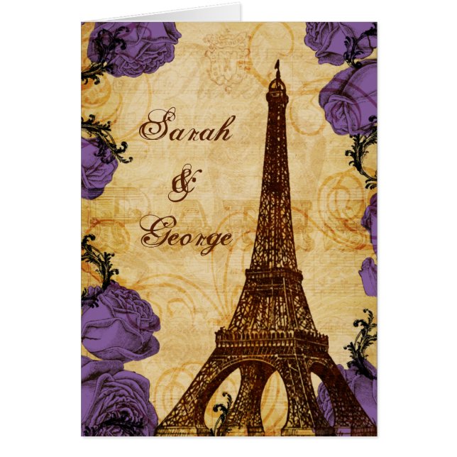 purple vintage eiffel tower Paris thank you (Front)