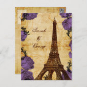 purple vintage eiffel tower Paris thank you Postcard (Front/Back)