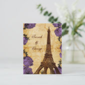 purple vintage eiffel tower Paris thank you Postcard (Standing Front)