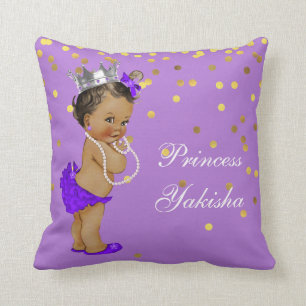 Purple Vintage Ethnic Princess Baby Gold Confetti Throw Pillow
