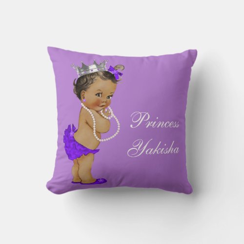 Purple Vintage Ethnic Princess Baby Throw Pillow