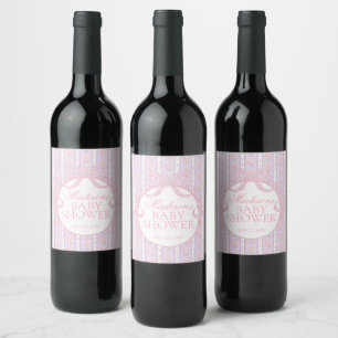 Purple Vintage Fancy Floral Baby Shower Favors Wine Label