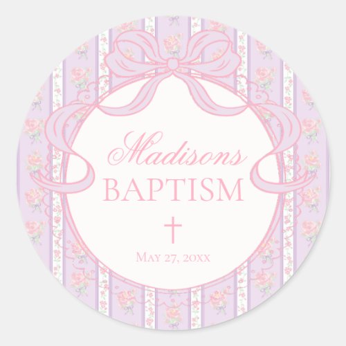 Purple Vintage Fancy Floral Baptism Envelope Seal