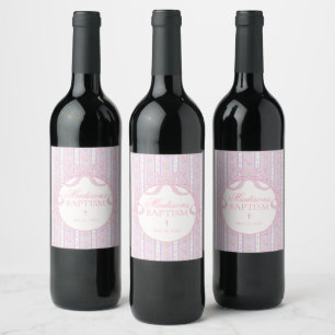 Purple Vintage Fancy Floral Baptism Favors Wine Label