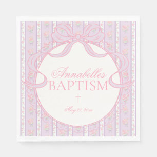 Purple Vintage Fancy Floral Baptism Table Decor Napkins