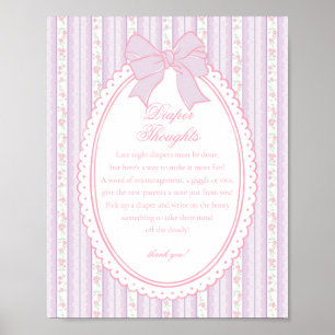 Purple Vintage Fancy Floral Diaper Thoughts Baby Poster