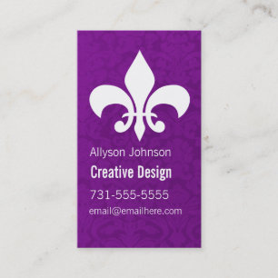 Purple Vintage Fleur De Lis Business Cards