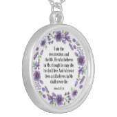 Purple Vintage Floral Bible Life Quote Necklace (Front Left)