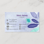 Purple Vintage Floral Business Card (Back)