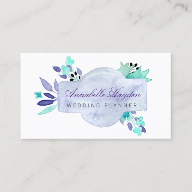 Purple Vintage Floral Business Card (Front)