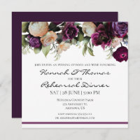 Purple Vintage Floral Rehearsal Dinner Invitation