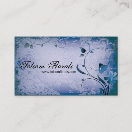 Purple Vintage Florist Leafy Swirl Business Card