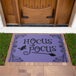 Purple Vintage Frame Witch Hocus Pocus Halloween Doormat
