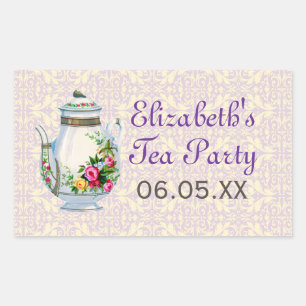 Purple Vintage French Tea Party Favor Stickers