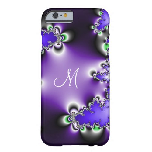 Purple Vintage Geometric Fractal Monogram Barely There iPhone 6 Case