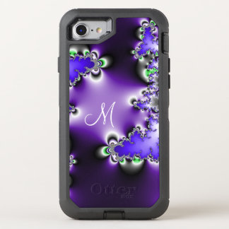 Purple Vintage Geometric Fractal with Monogram OtterBox Defender iPhone SE/8/7 Case