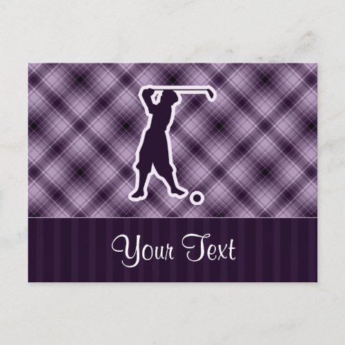 Purple Vintage Golfer Postcard