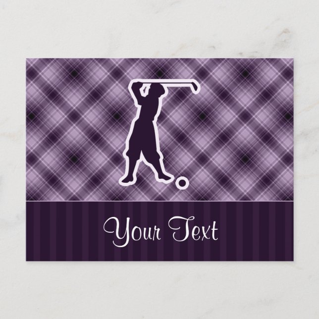 Purple Vintage Golfer Postcard (Front)