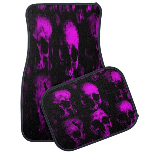 Purple Vintage Gothic Dead Skulls Car Floor Mat