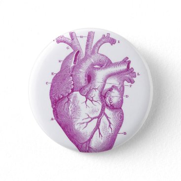 Purple Vintage Heart Anatomy Button