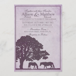 Purple Vintage Horse Farm Wedding Invitation