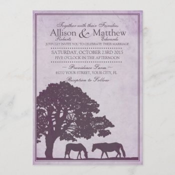 Purple Vintage Horse Farm Wedding Invitation by TheBrideShop at Zazzle