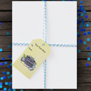 Purple Vintage Manual Typewriter Paper Pen Yellow Gift Tags