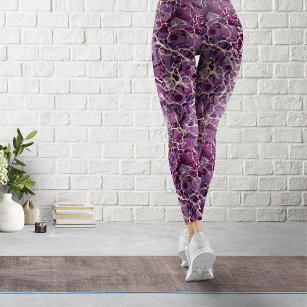 Purple Vintage Marbled Paper Leggings