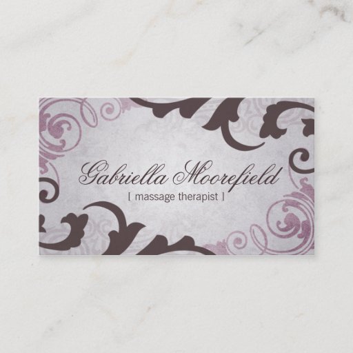 Customizable Purple Vintage Massage Therapy Business Cards