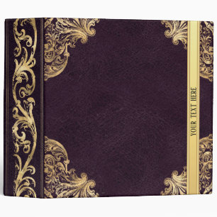Purple Vintage Ornate Gold 3 Ring Binder