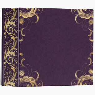 Purple Vintage Ornate Gold 3 Ring Binder