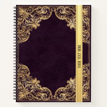 Purple Vintage Ornate Gold Notebook by graphicdesign at Zazzle