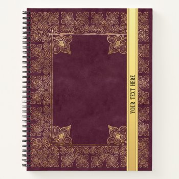 Purple Vintage Ornate Gold Notebook by graphicdesign at Zazzle