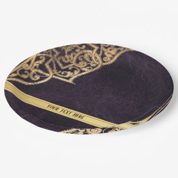 Purple Vintage Ornate Gold Paper Plates by graphicdesign at Zazzle