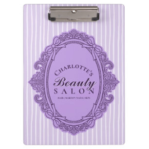 Purple Vintage Ornate Oval Frame Beauty Salon Clipboard