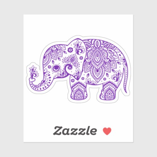 Purple vintage paisley elephant sticker