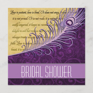 Purple Vintage Peacock Bridal Shower Invitations