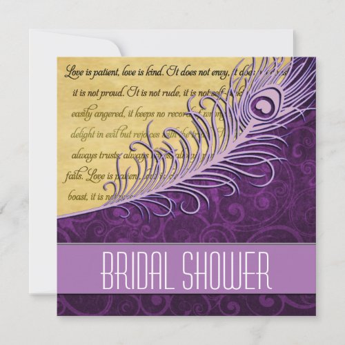 Purple Vintage Peacock Bridal Shower Invitations