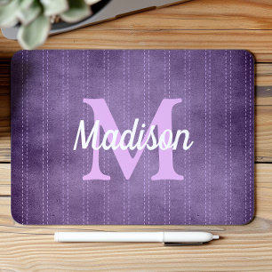 Purple Vintage Pinstripe Retro Lilac Monogram Mouse Pad