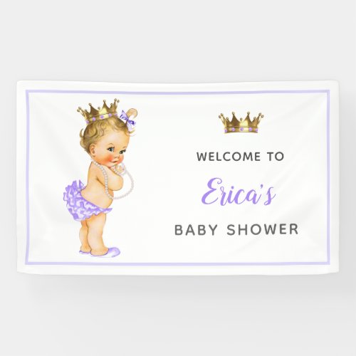 Purple Vintage Princess Baby Shower Backdrop Banner