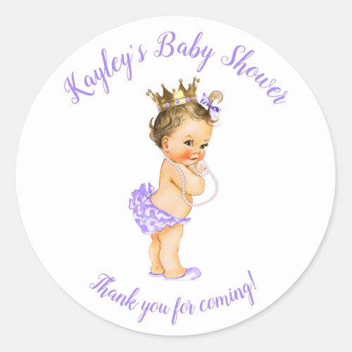 Purple Vintage Princess Personalized Favor Classic Round Sticker