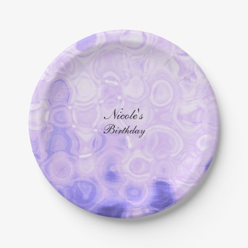 Purple Vintage Retro Glamour Fashion Circle Art Paper Plates